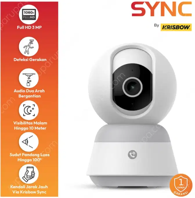 Krisbow Sync Smart Ip Camera Wifi Pt Speed Z12b 3mp - Putih