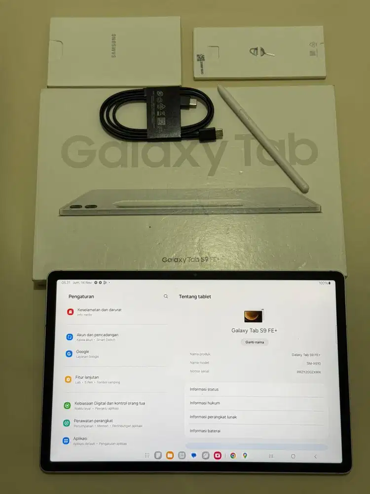 Samsung tab s9 fe plus 8/128 wifi masih ada garansi