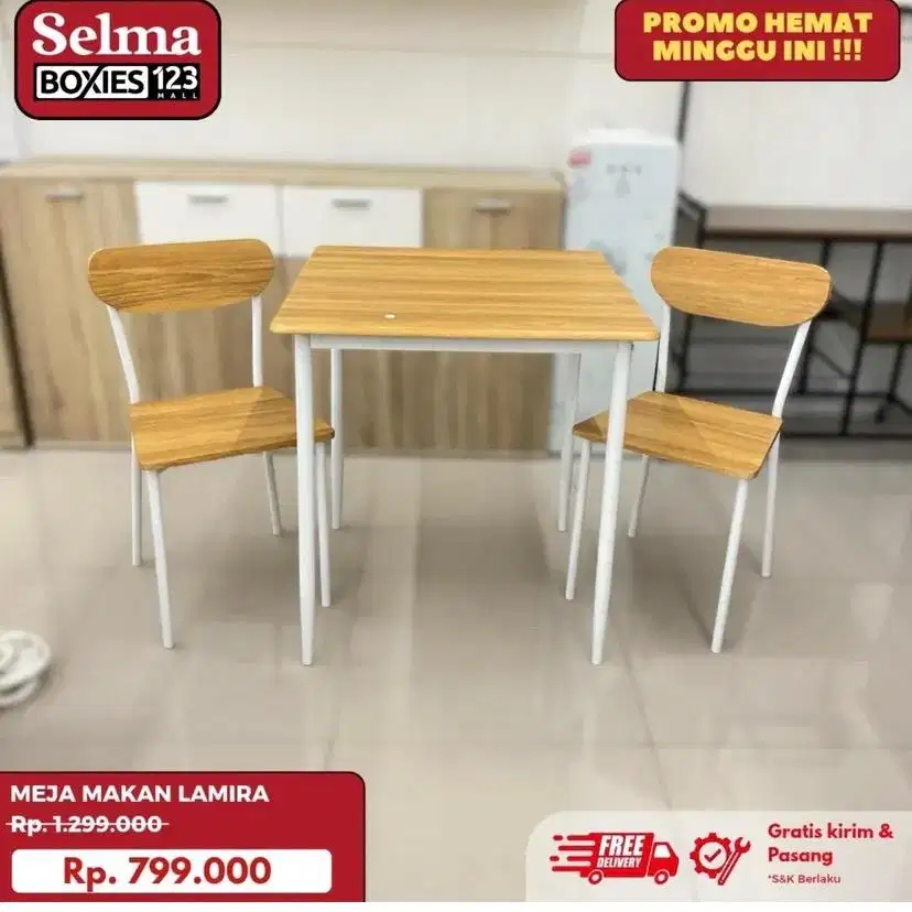 Meja makan set 2 kursi