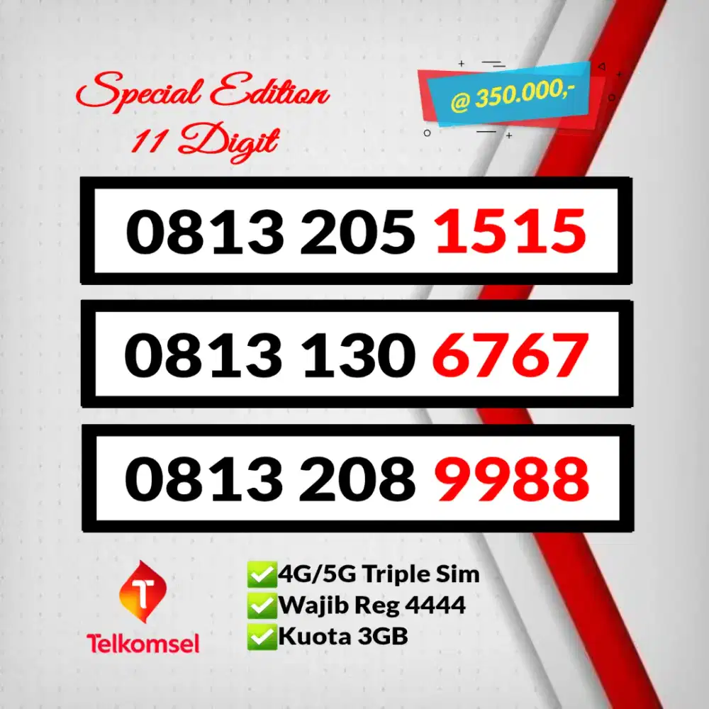 Nomor Cantik Simpati 11 Digit Kartu Perdana Telkomsel 11 Angka
