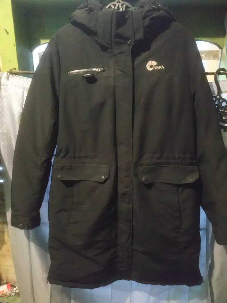 Jaket parka bulu angkasa lembut ukuran M fit L.