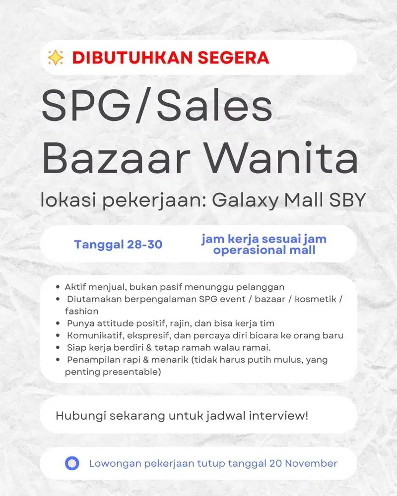 SPG / SALES BAZAAR WANITA