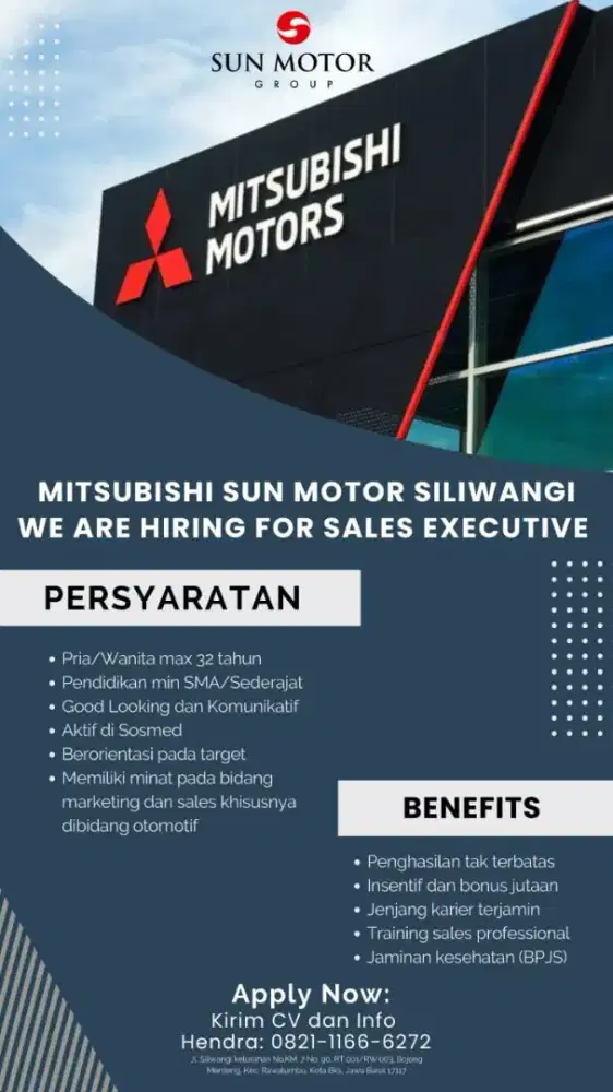 Lowongan sales executive mitsubishi
