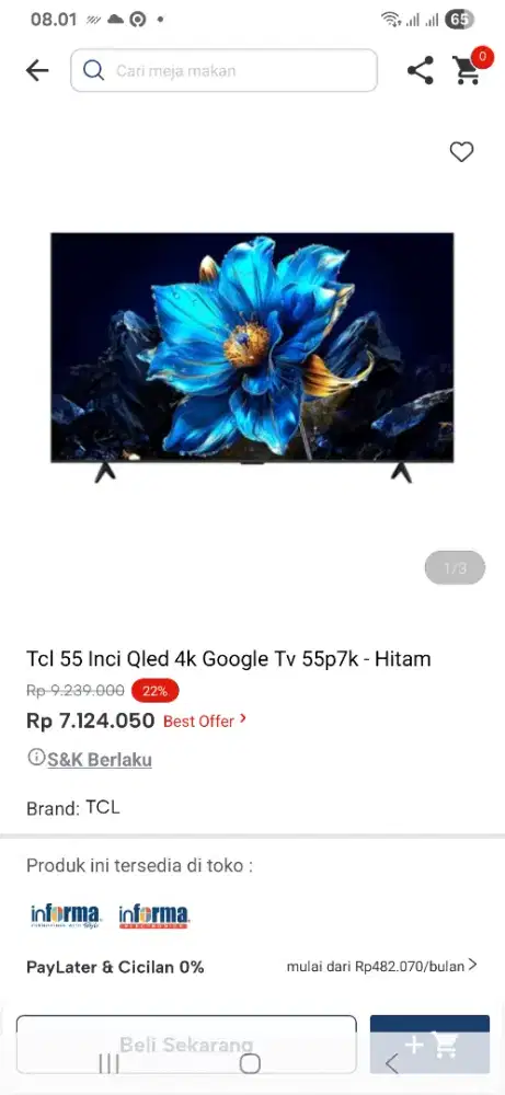 Tcl 55 inci qled 4k google tv