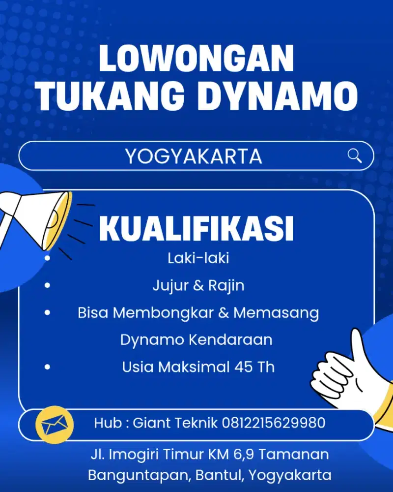 Dibutuhkan Tukang Dynamo