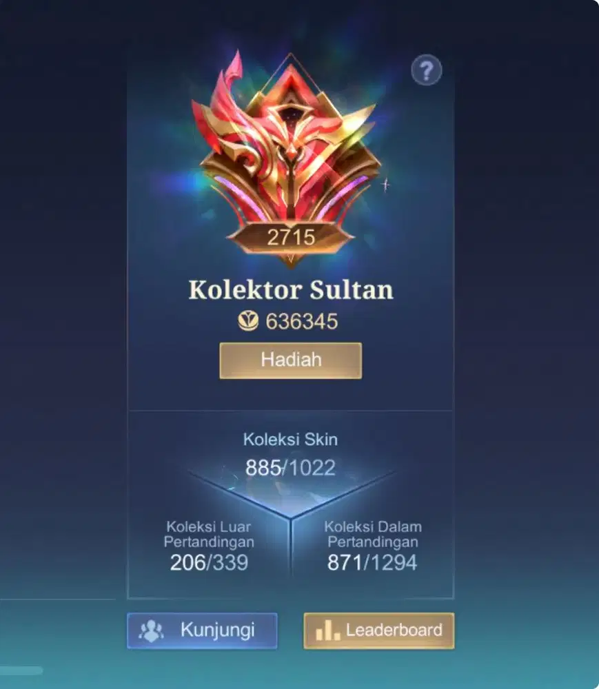 AKUN MOBILE LEGEND BU SKIN 890+