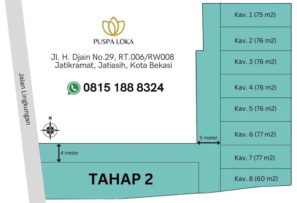 Tanah Jatibening Murah Kavling Siap Bangun 7 menit dari Stasiun LRT