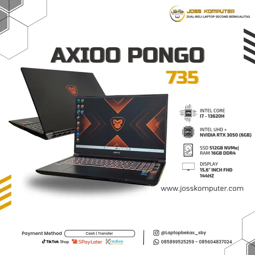 Laptop Second AXIOO PONGO 735 Core I7 - 13620H (16GB/SSD 512GB)