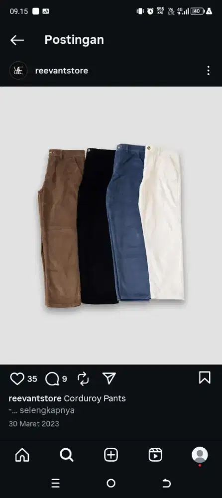 Celana panjang courduroy size 40-60 jumbo