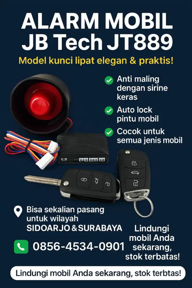 Alarm mobil universal juga bisa melayani pemasangan di tempat anda
