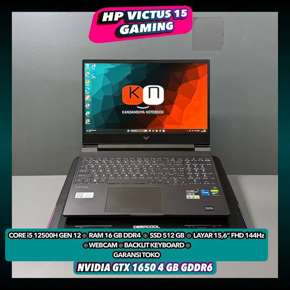 Laptop Gaming Victus 15 i5 12500H Gen12 GTX1650 4GB Ram 16/512GB 144Hz