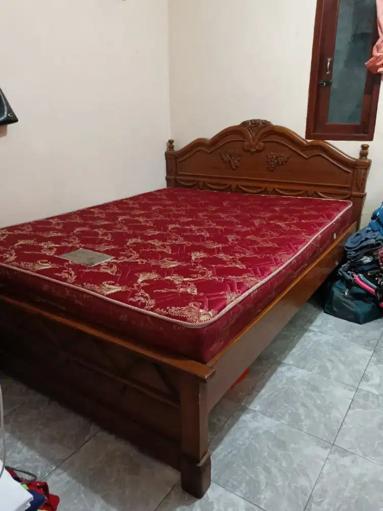 Kasur Dipan Kayu Jati Set Dipan Kasur 160cm x 200cm