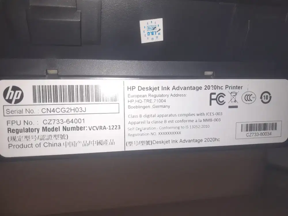 Printer Hp Deskjet Ink Advantage 2020hc