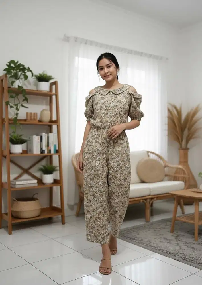 Jumpsuits motif bunga murah
