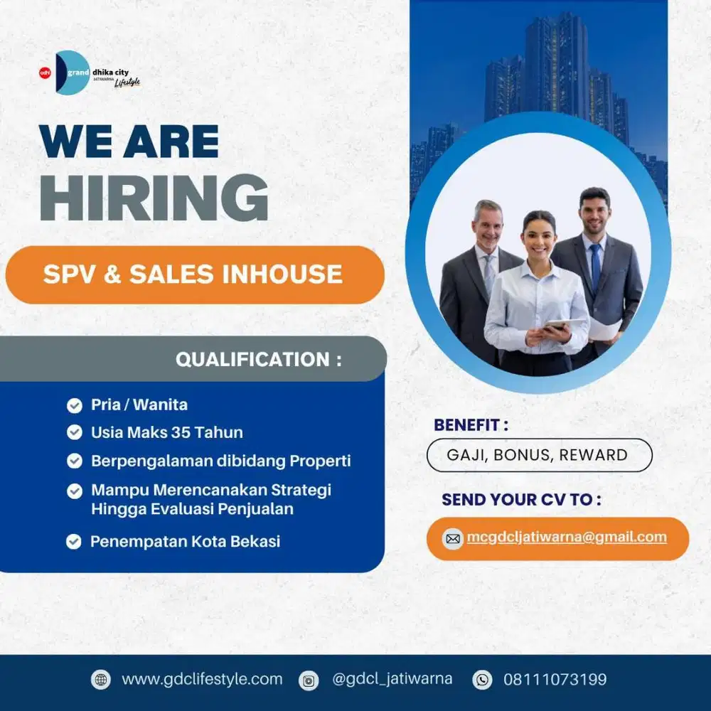 Dicari sales atau marketing Grand Dhika City Jatiwarna