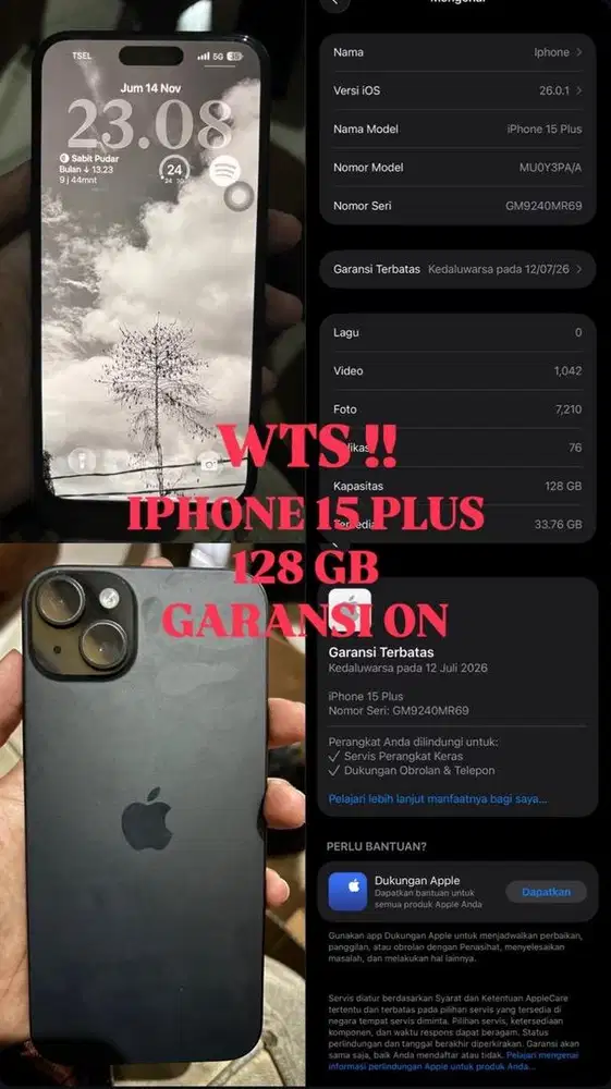 IPHONE 15 + 128GB GARANSI IBOX