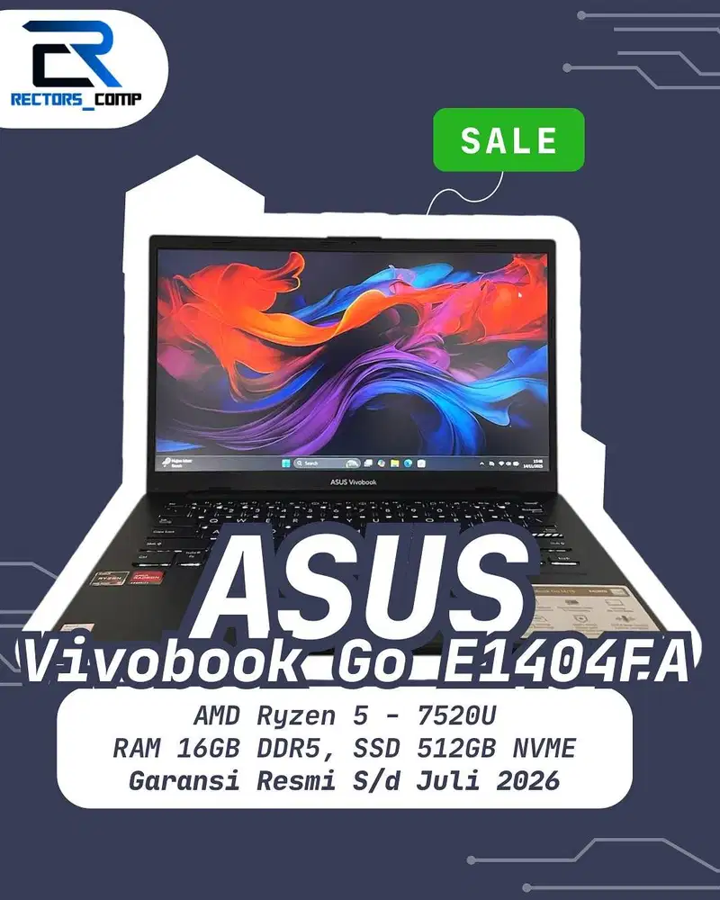 ASUS Vivobook E1404FA - AMD Ryzen 5 7520U, RAM 16GB DDR5 - GARANSI