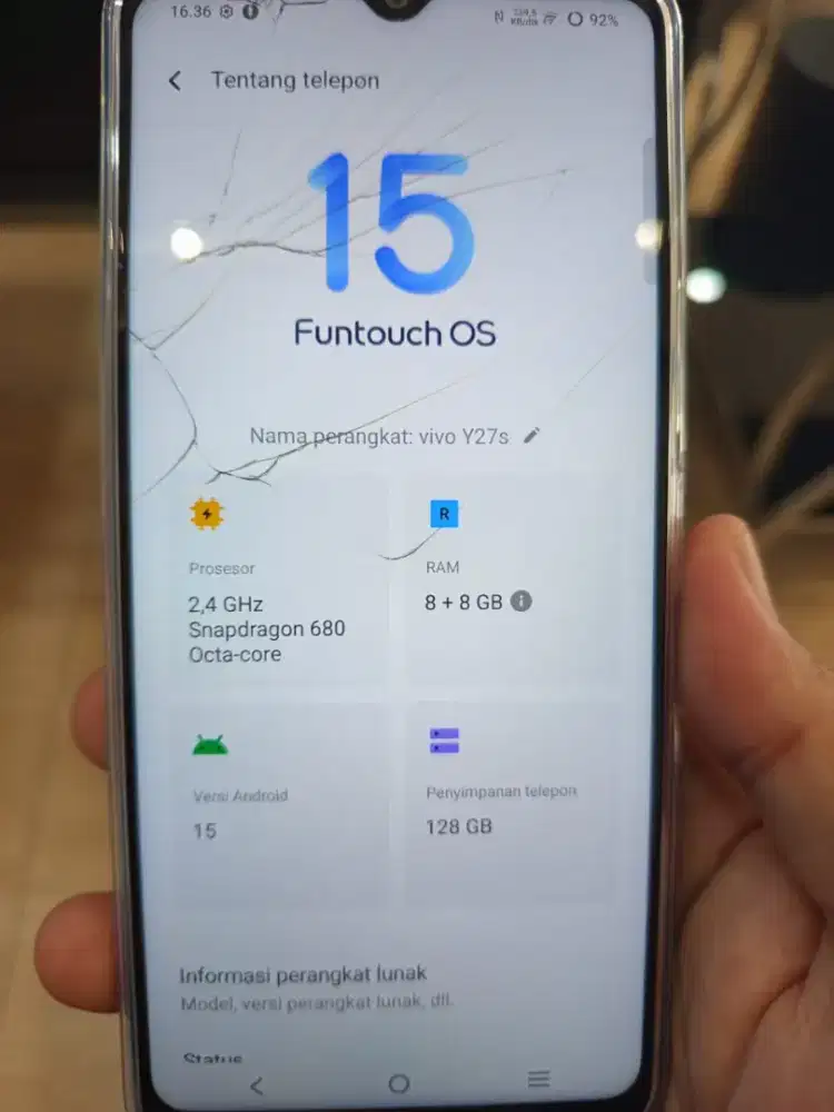 Vivo Y27S Hp+charger ram 8+8/128 minus lcd retak