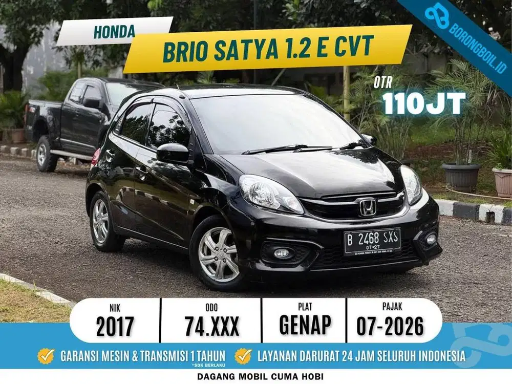 Honda Brio Satya 1.2 E CVT 2017 Hitam - TDP & Cicilan Rendah