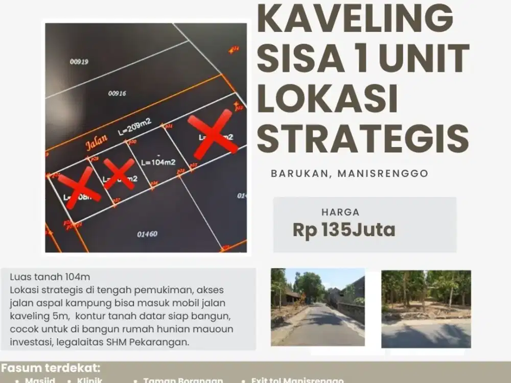 JANGAN SAMPAI KEHABISAN TANAH KAVELING MURAH AREA MANISRENGGO