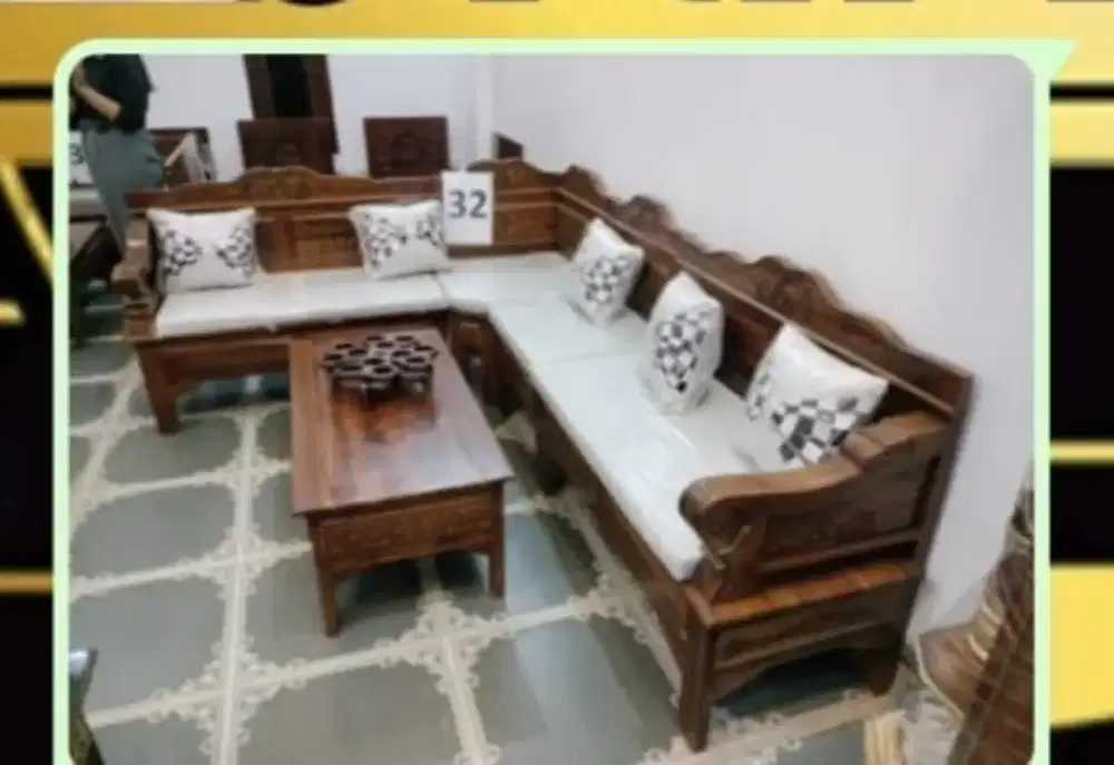 Kursi jati klasik L sudut