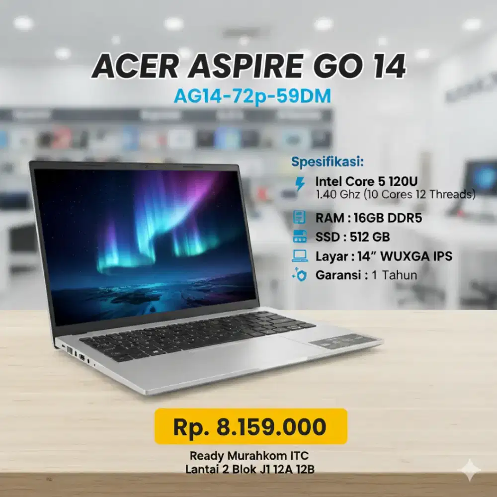 Acer Aspire Go 14 AG14-72p-59DM with Intel Core 5 120u and 16GB RAM