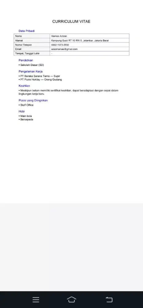 Cari kerjaan supir yang penting ada mes ya