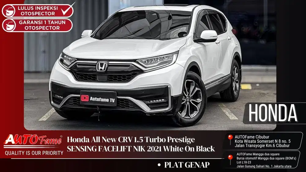 Honda All New CRV 1.5 Turbo Prestige SENSING FACELIFT NIK 2021 White O