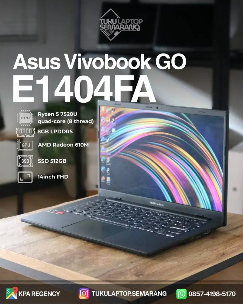 Laptop Asus E1404FA Ryzen 5 7000series Garansi