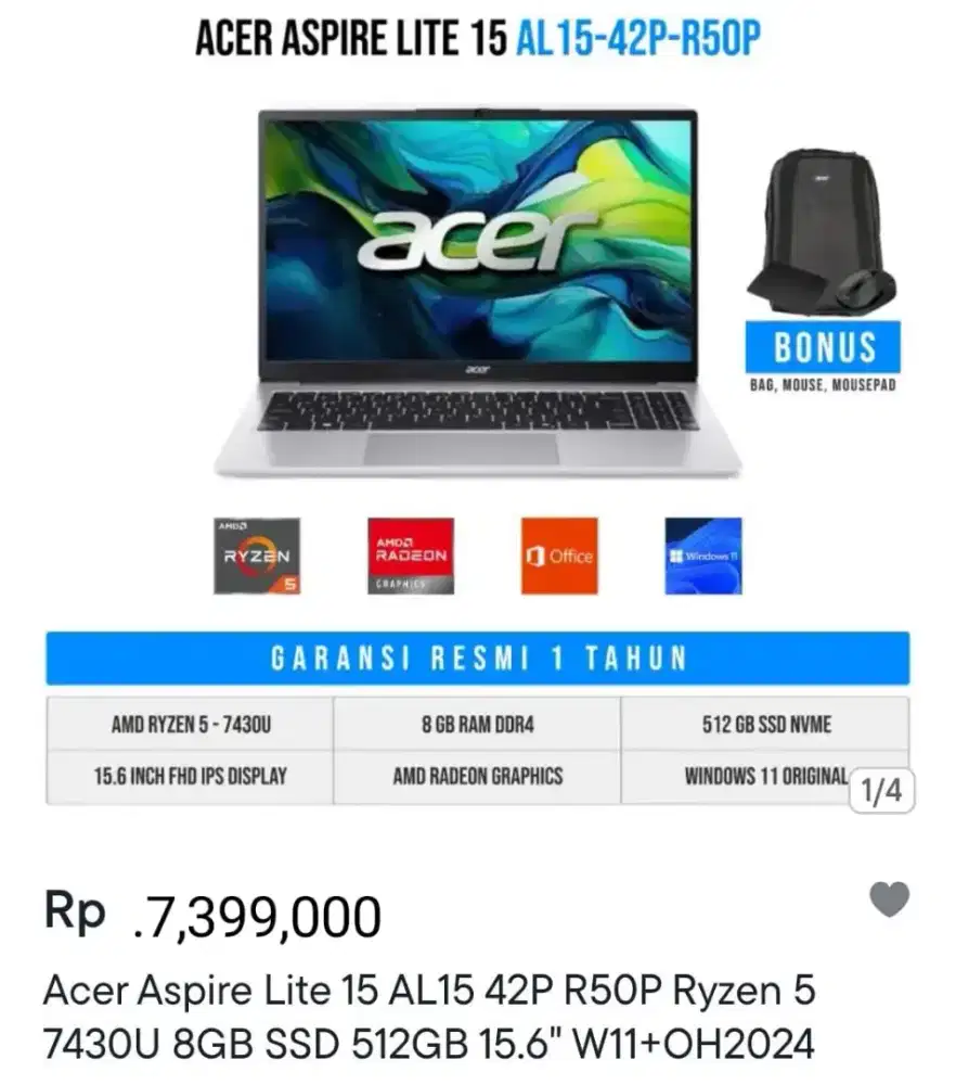 CREDIT LAPTOP ACER BUNGA 0% NO DP