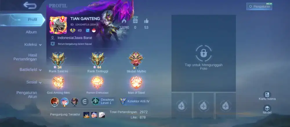 Jual akun ML pribadi