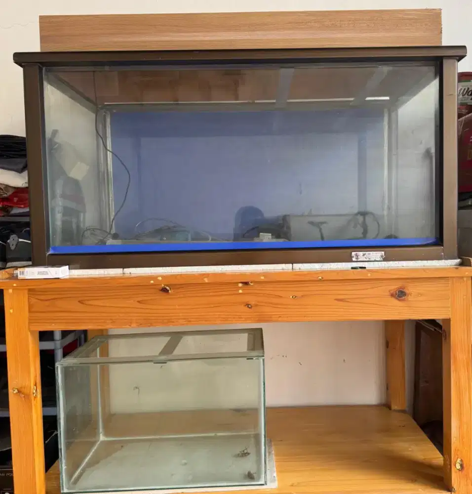 Aquarius bekas komplit ada lampu dan pompaya + bonus aquarium kecil