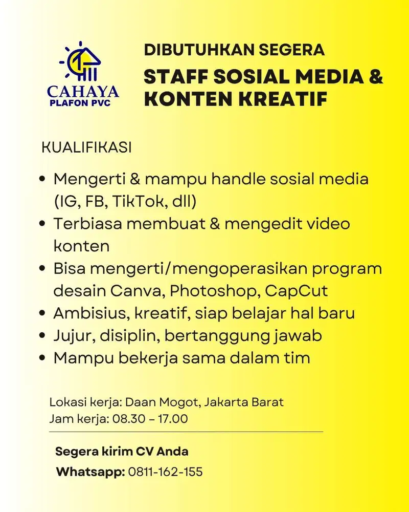 Staff Sosial Media & Konten Kreatif