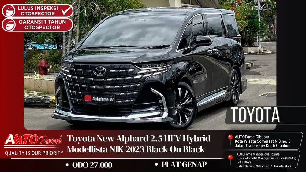 Toyota New Alphard 2.5 HEV Hybrid Modellista NIK 2023 Black On Black
