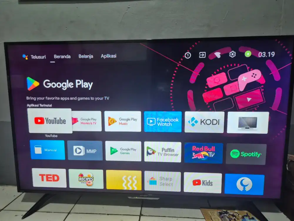 Android TV LED Sharp 50 inc kondisi normal