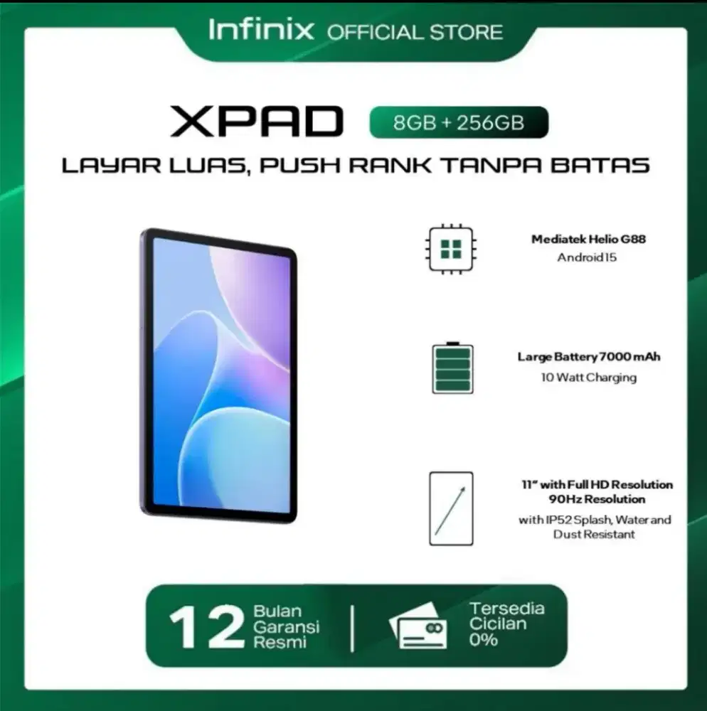 INFINIX XPAD 20 256/8gb 4G LTE 11 inch Garansi Resmi