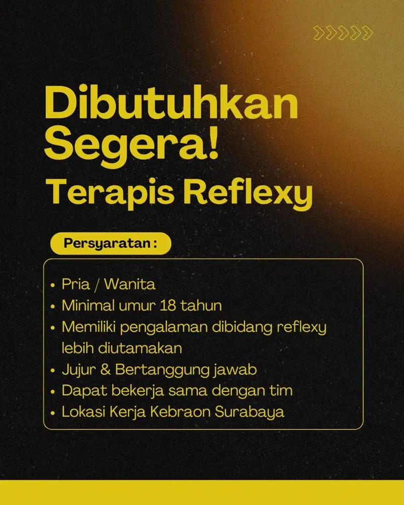 Dibutuhkan segera terapis reflexy