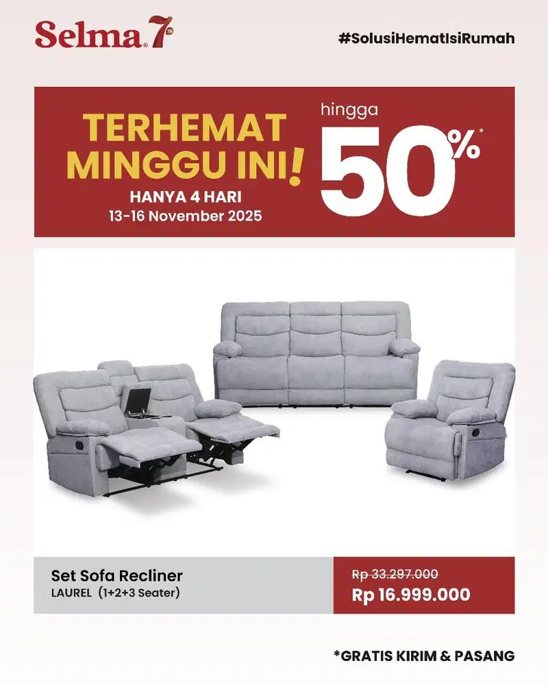 Jual sofa set recline promo murah