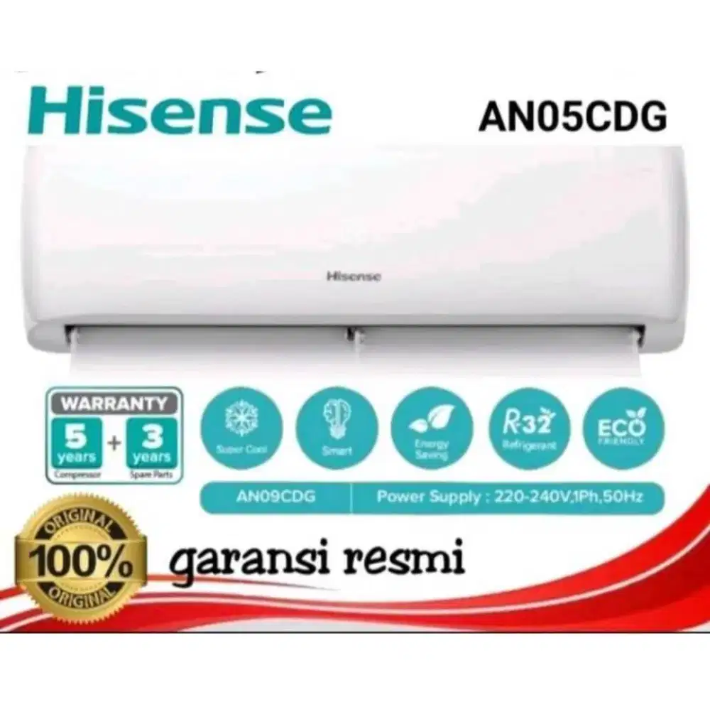 SMART AC HISENSE 1/2 PK 393 WATT R32 GOLD FIN - AN 05 CDG FREE BRACKET