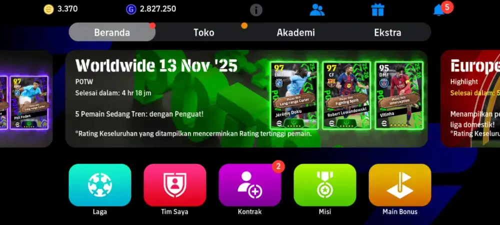 AKUN EFOOTBALL ASET GP & KOIN