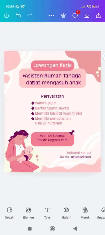 Loker ART dan pengasuh anak usia 2 tahun