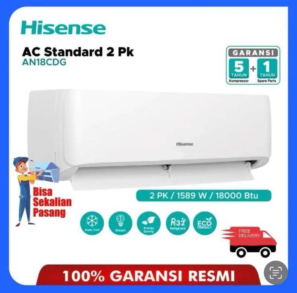 SMART AC HISENSE 2 PK 1589 WATT R32 GOLD FIN LED DISPLAY - AN 18 CDG