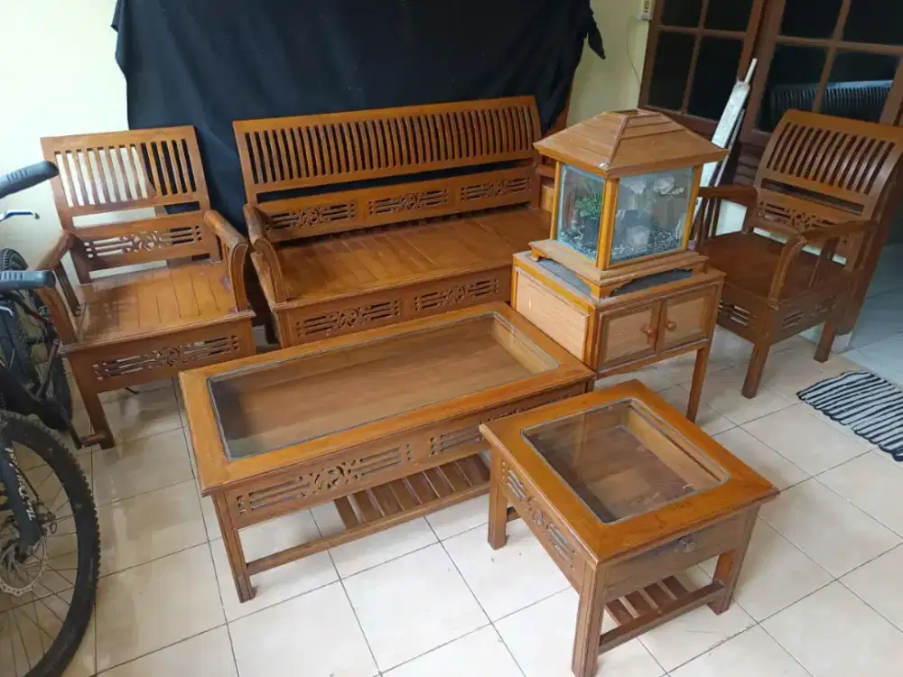 Meja kursi kayu teras minimalis