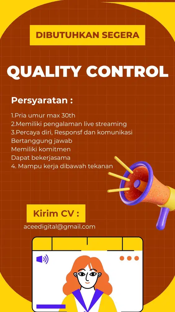 DIBUTUHKAN SEGERA STAFF QUALITY CONTROL