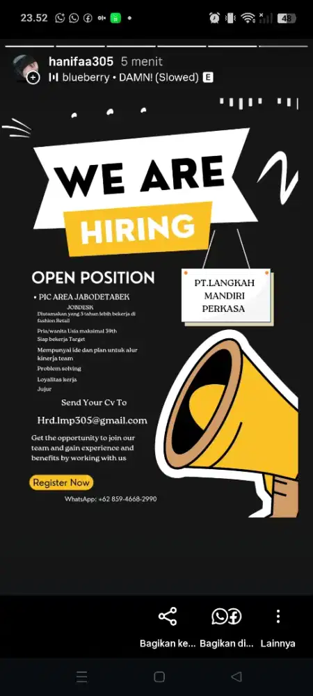 Jika anda berminat untuk bekerja