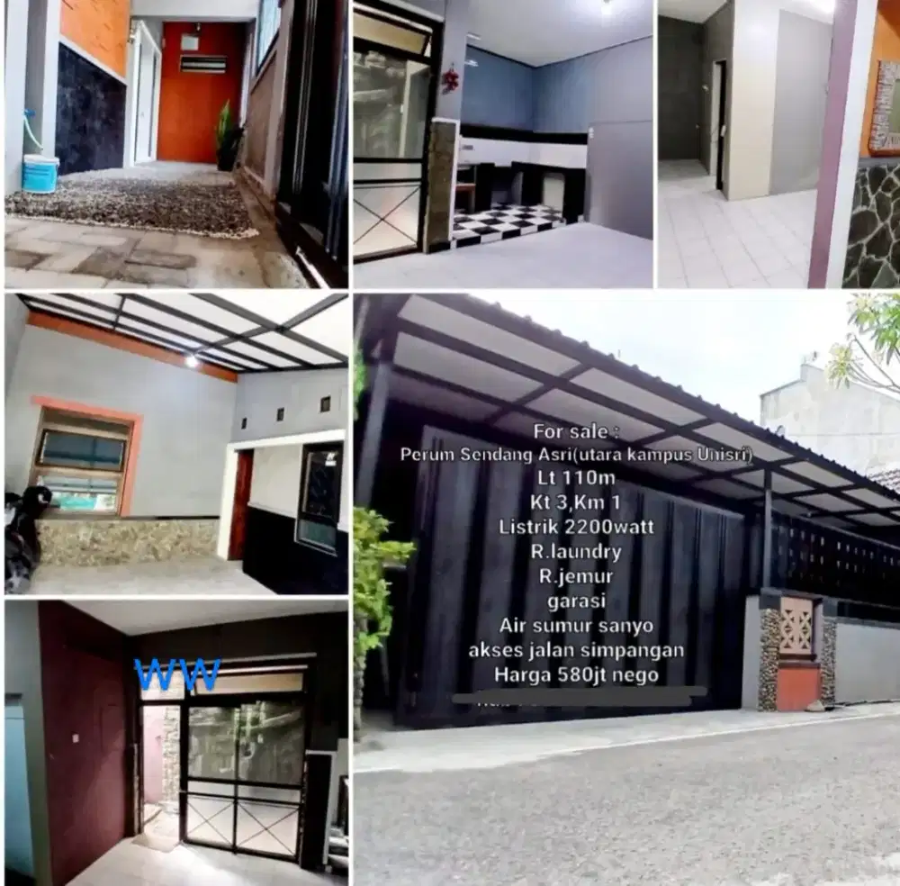 Jual rumah lokasi Utara Unisri luas 110mtr hrg 580jt nego