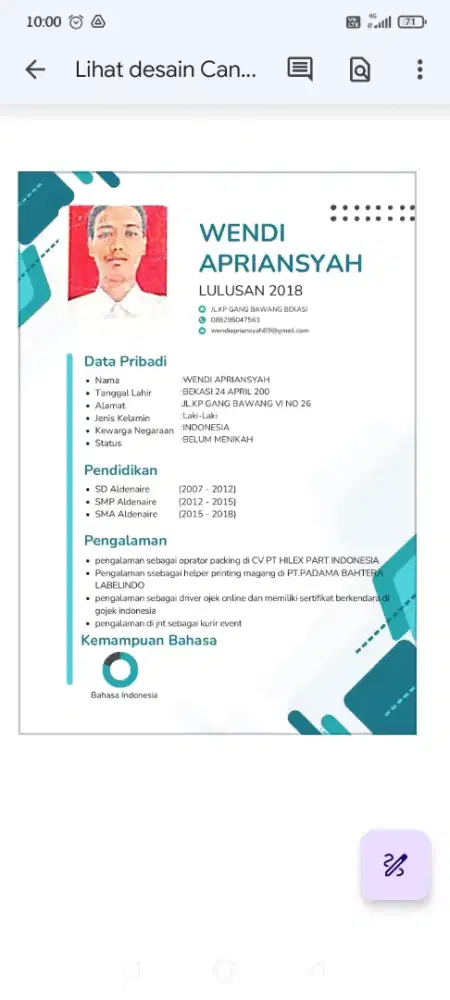 cari kerja pengalaman cv itu ter update