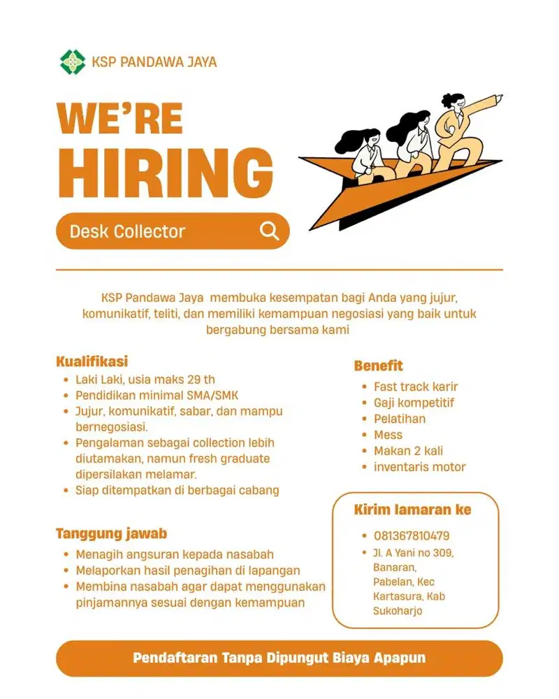 Dibutuhkan Penagih Lapangan