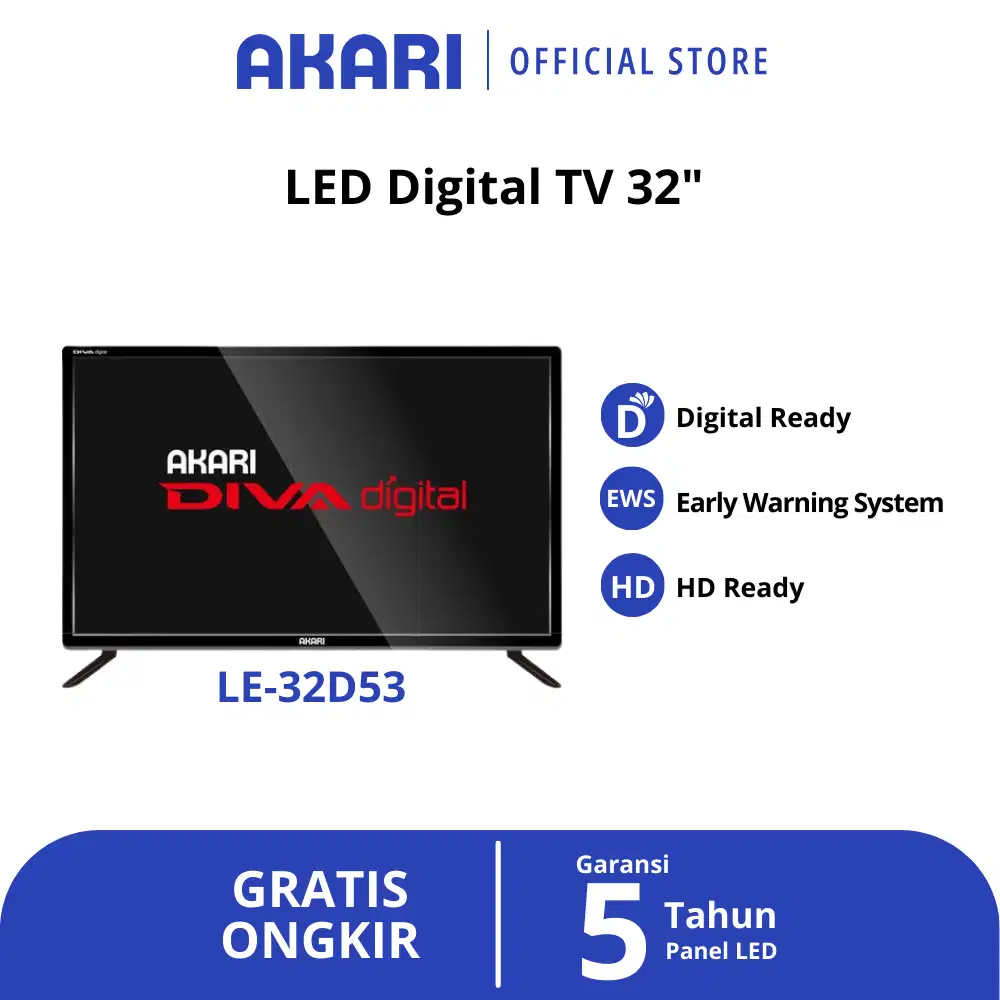 DIGITAL LED TV AKARI 32 INCH USB HDMI - 32 D 53 FREE BRACKET