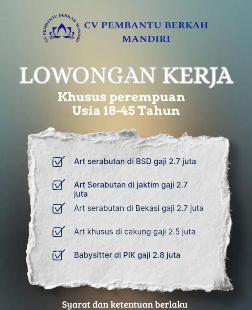 Loker Khusus Perempuan